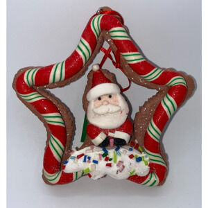 Gingerbread Santa cookie candy cane striped ornament frosting sprinkles New